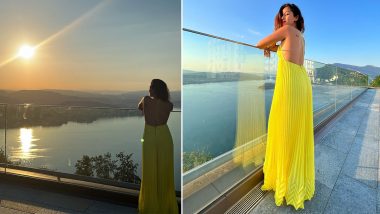 Mira Rajput Stuns in Backless Yellow Jumpsuit as She Enjoys a Breathtaking View from Balcony (View Pics)